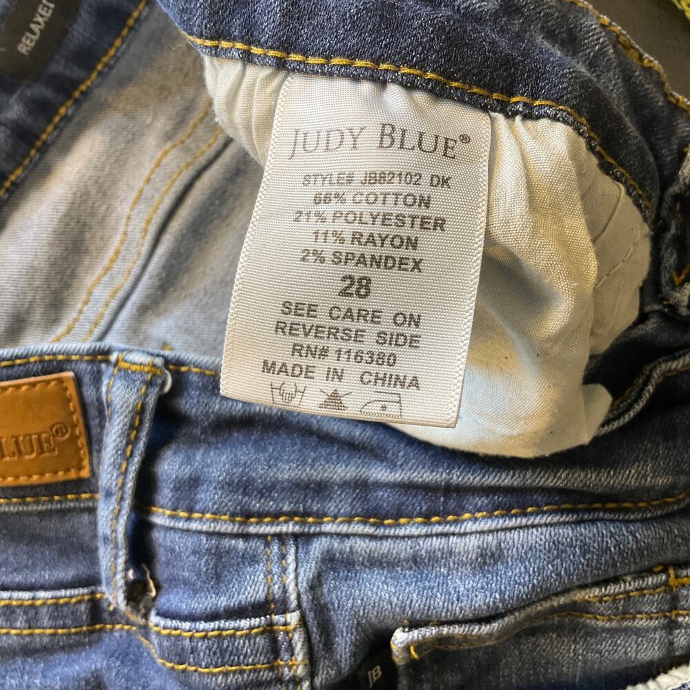 Judy Blue Relaxed Fit Jeans Women’s Size 28 Blue Stretch Straight Ankle Cropped - Picture 6 of 9